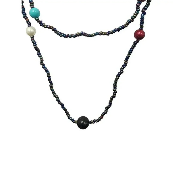 Layered Multi-Color Beads Necklace – 49 inch approx - Picture 2 of 5